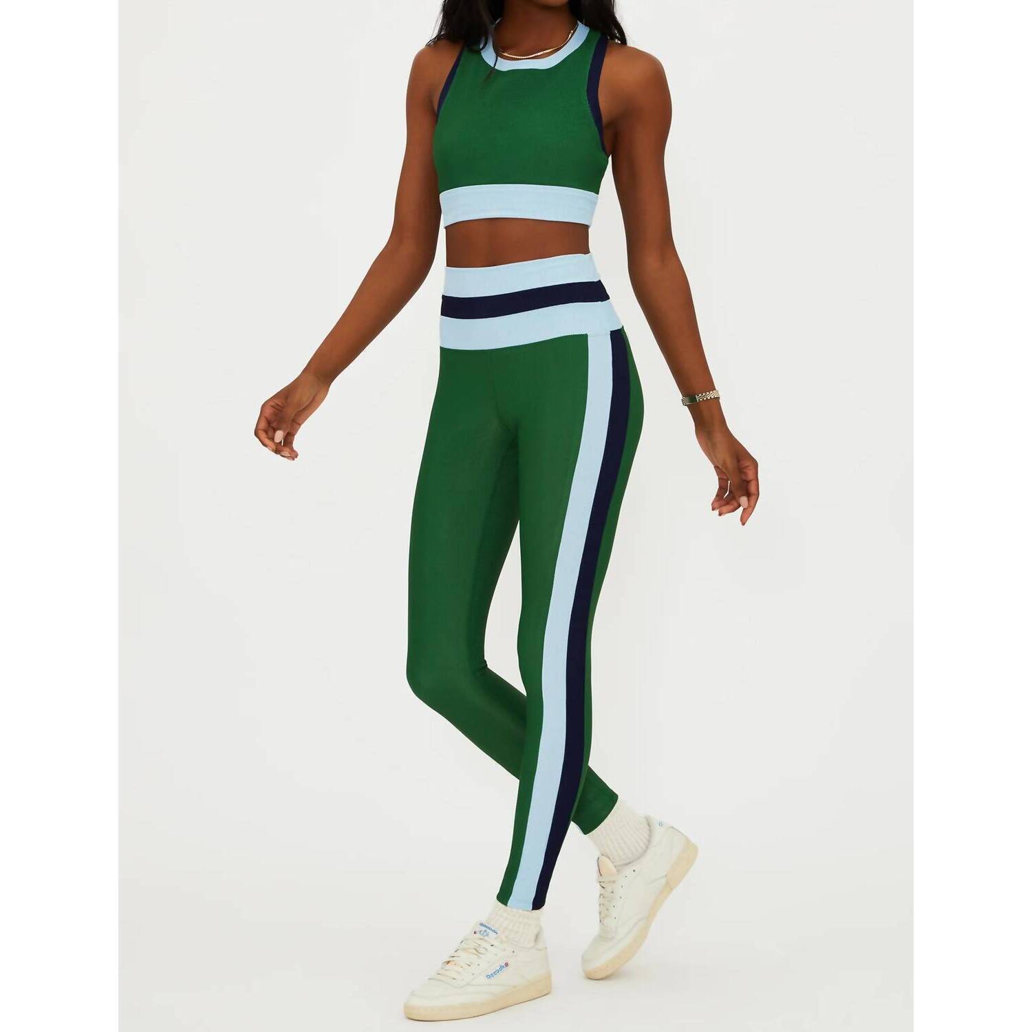 New Beach Riot Gwen Active Top In Green Ivy Colorblock